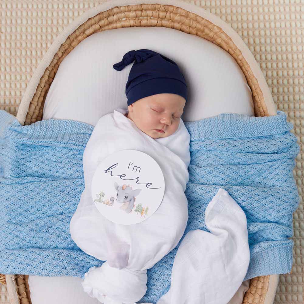Snuggle Hunny - Baby Blue Diamond Knit Organic Baby Blanket