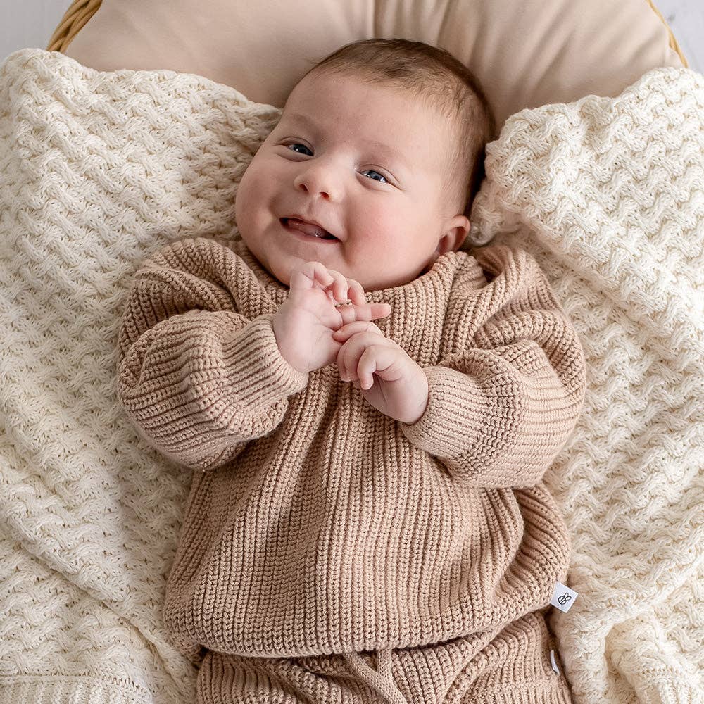 Snuggle Hunny - Hazelnut Oversized Cotton Knit Jumper - 3-6 Months (00)