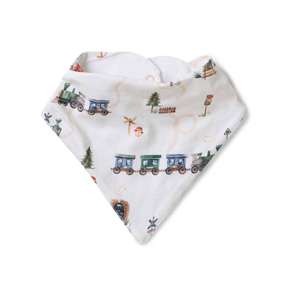 Snuggle Hunny - Trains Organic Dribble Bib