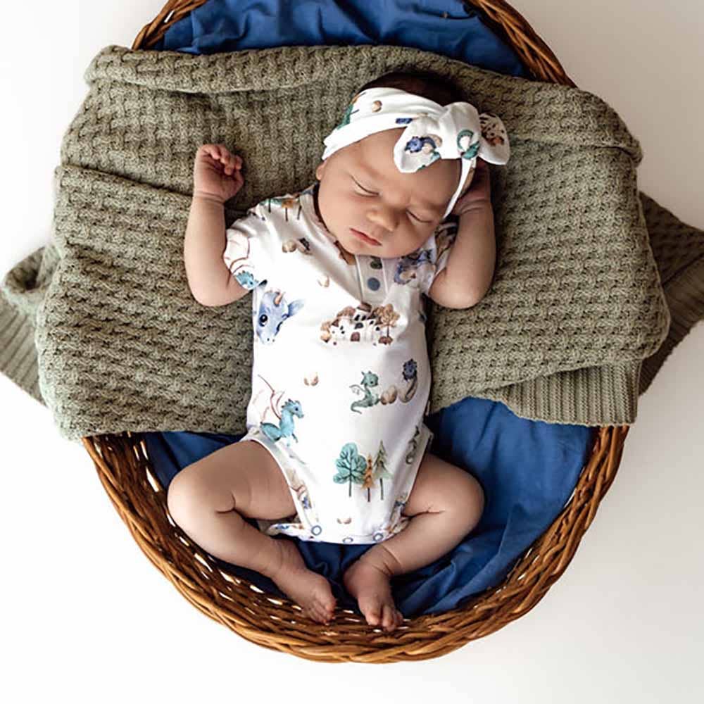 Snuggle Hunny - Dragon Short Sleeve Organic Bodysuit - 0-3 Months (000)