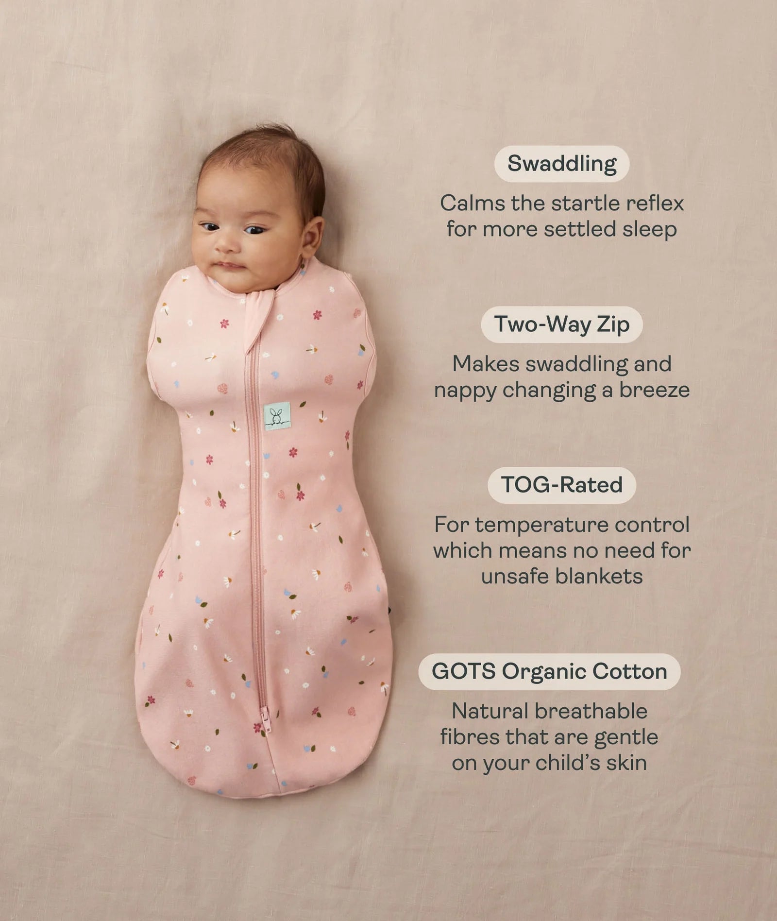 Cocoon Swaddle Bag 1.0 TOG Size 3-6M (00) - Tiny Tots Baby Store