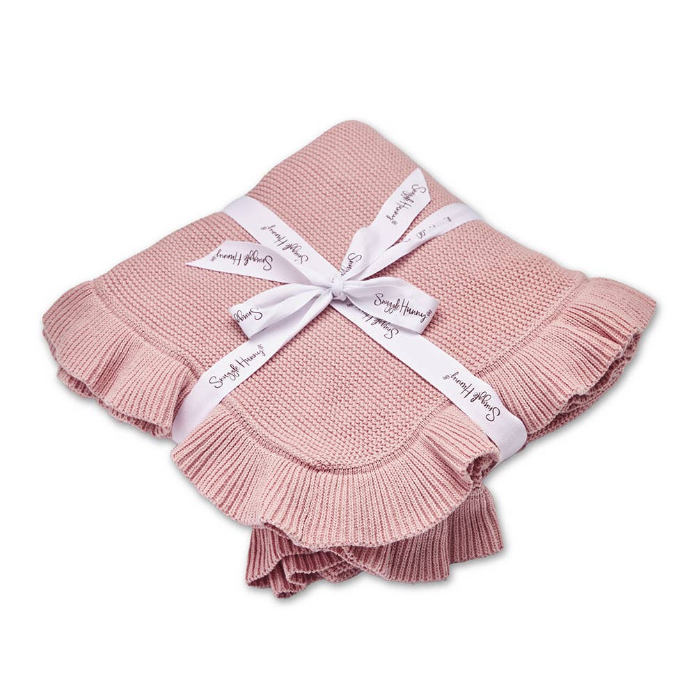 Snuggle Hunny - Rosa Ruffle Knit Organic Baby Blanket