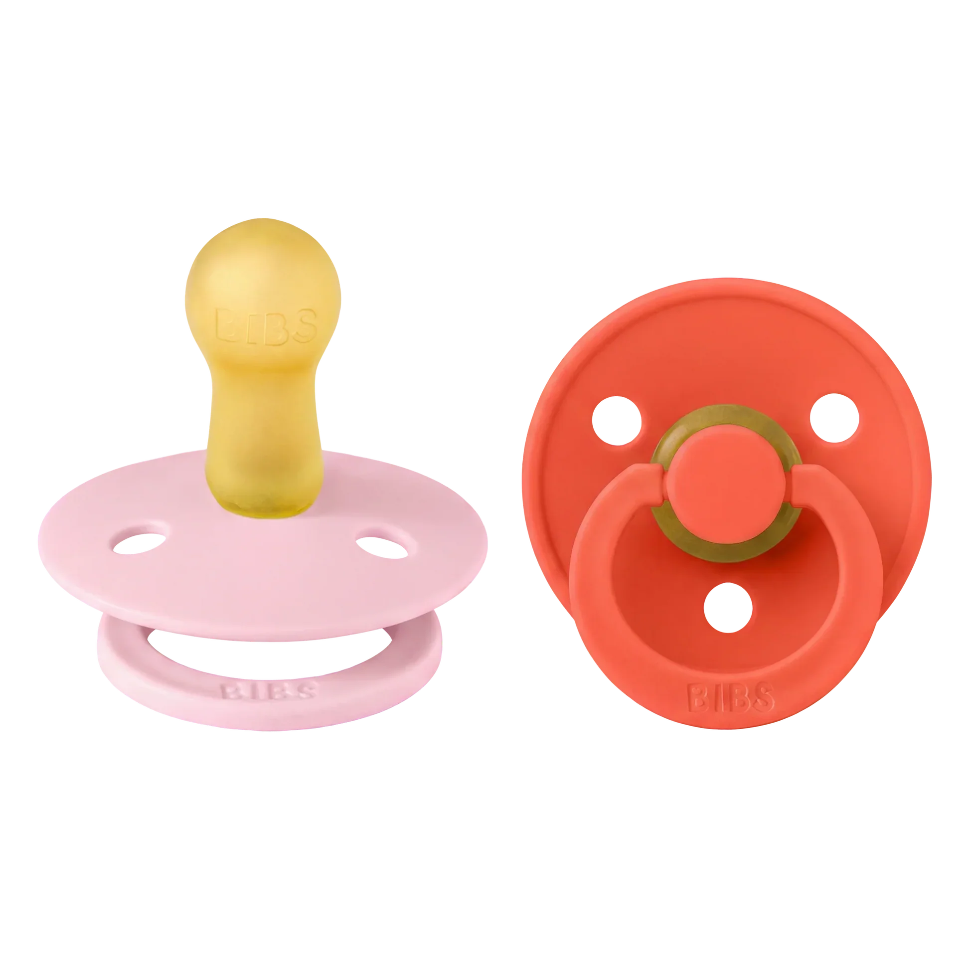 BIBS Colour Pacifiers 2 Pack - Baby Pink/Tango