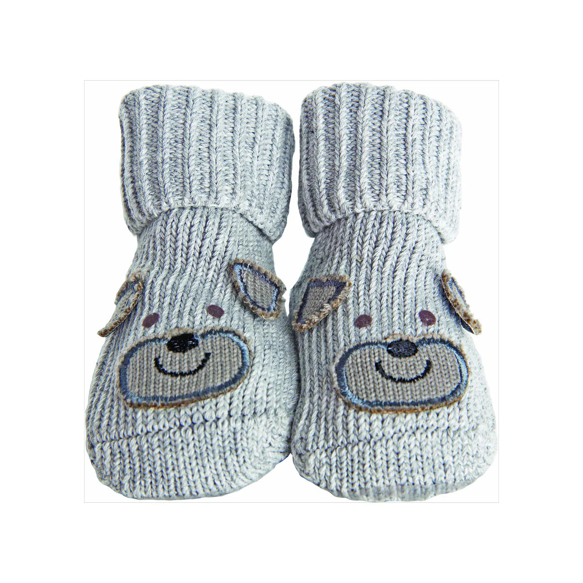 Playette Novelty Knitted Bootie Socks Grey Puppy