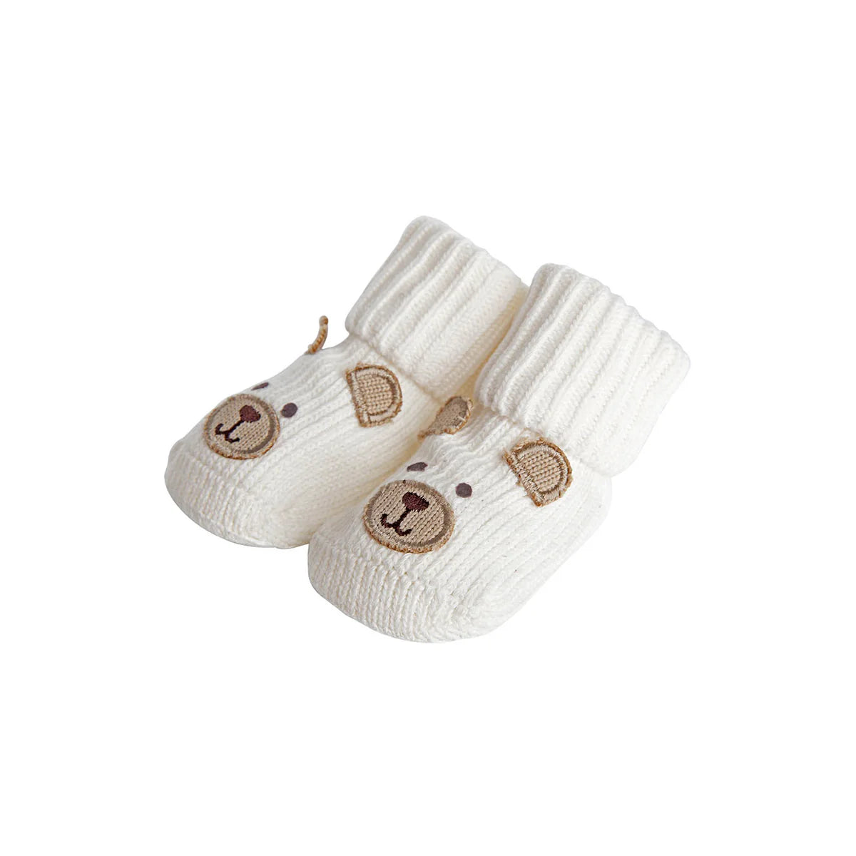 Playette Novelty Knitted Bootie Socks Cream Bear