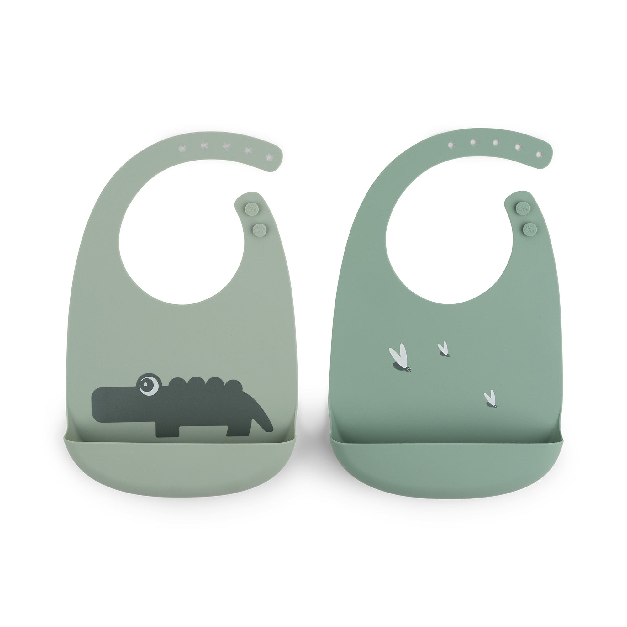 Done By Deer Silicone bib 2-pack Croco Green - Tiny Tots Baby Store 