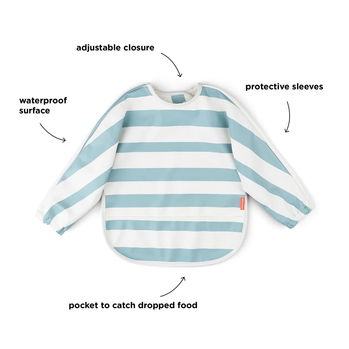 Done by Deer Sleeved Pocket Bib Striped SAND - Tiny Tots Baby Store