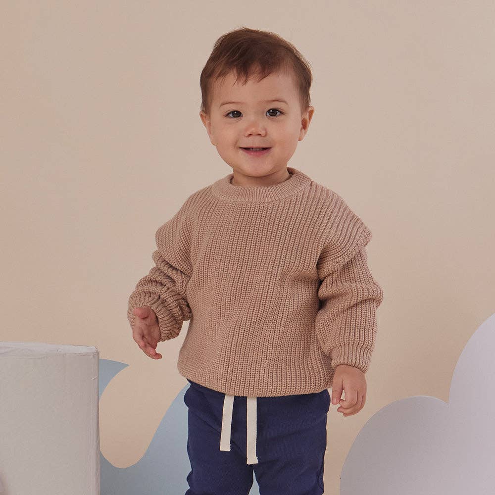 Snuggle Hunny - Hazelnut Oversized Cotton Knit Jumper - 3-6 Months (00)