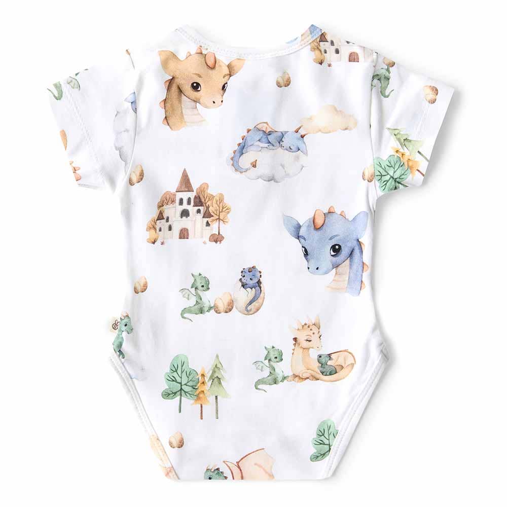 Snuggle Hunny - Dragon Short Sleeve Organic Bodysuit - 6-12 Months (0)