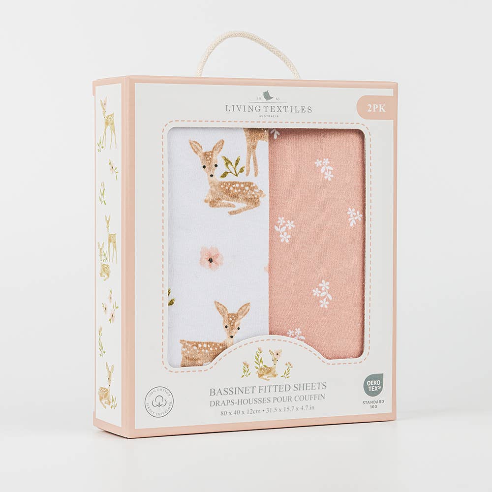 Living Textiles - 2pk Jersey Bassinet Fitted Sheet - Sophia's Garden