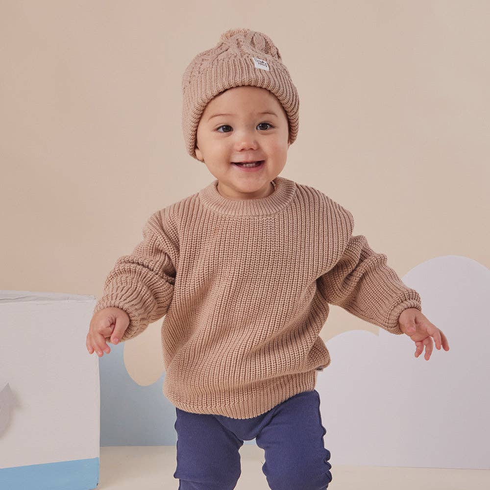 Snuggle Hunny - Hazelnut Oversized Cotton Knit Jumper - 3-6 Months (00)