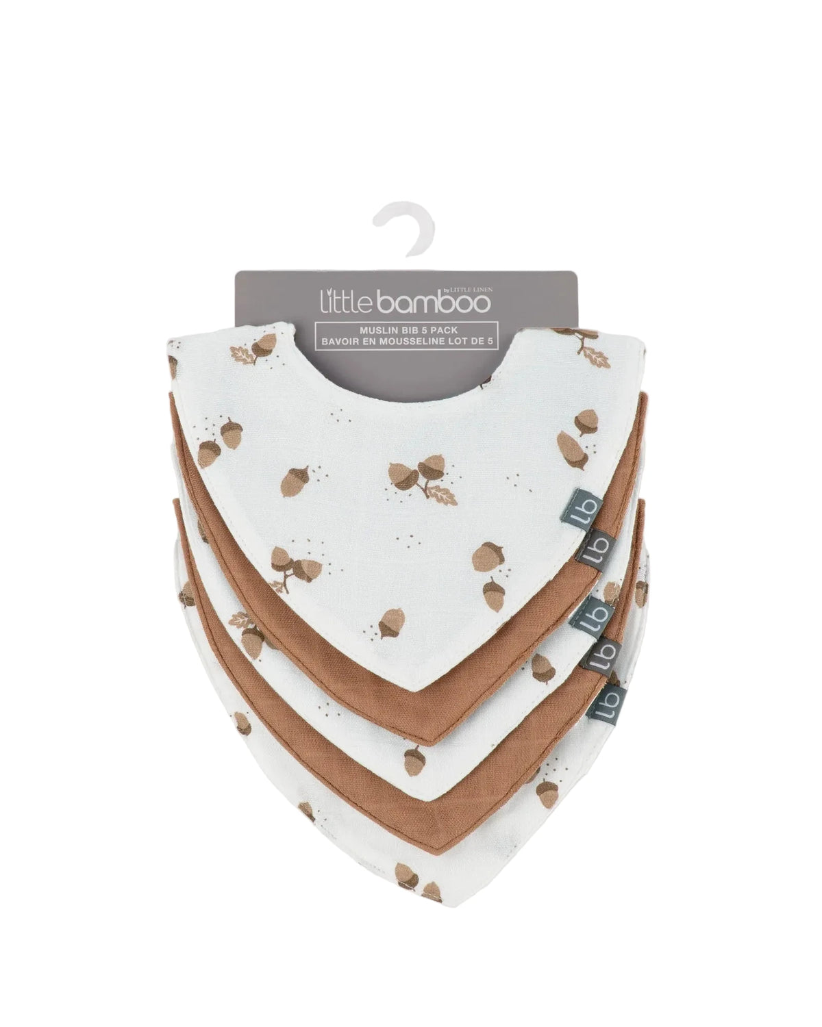 Little Bamboo Muslin Bibs 5PK - Iced Coffee