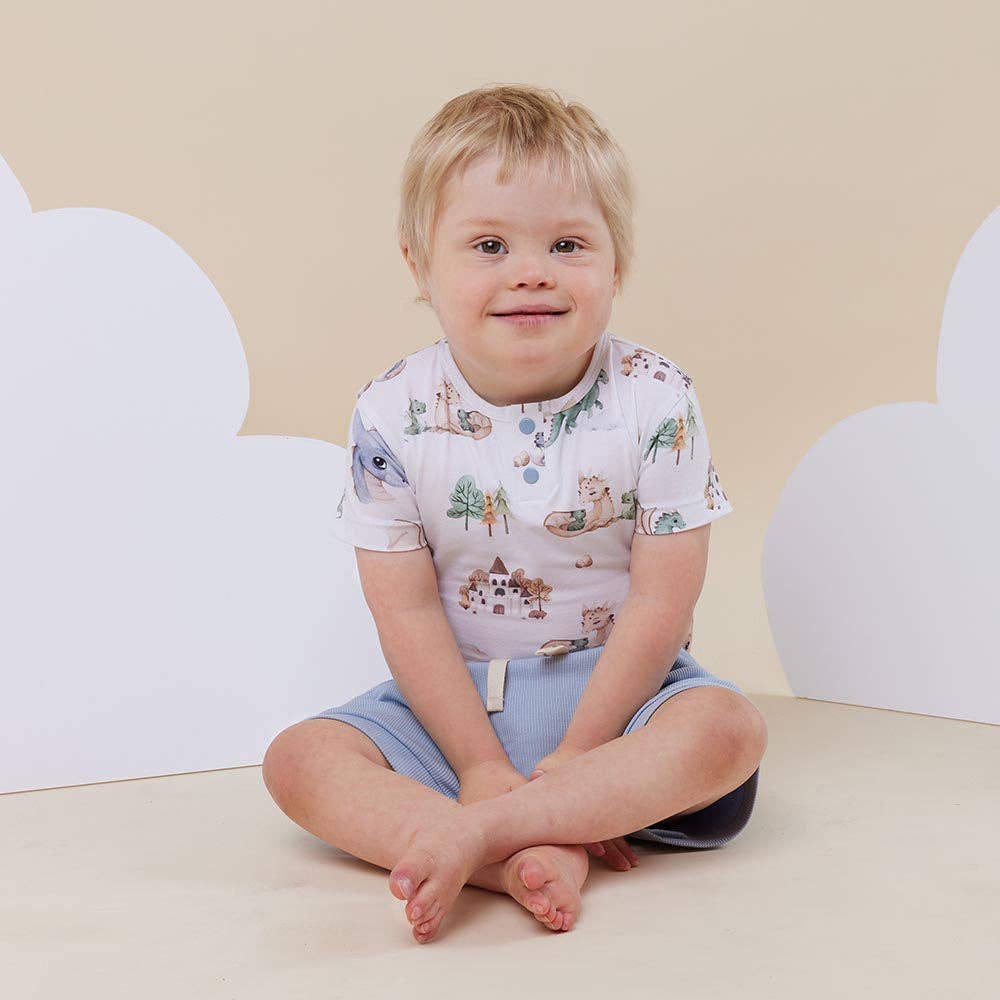 Snuggle Hunny - Dragon Short Sleeve Organic Bodysuit - 6-12 Months (0)