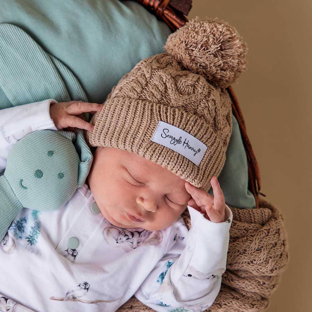 Snuggle Hunny - Hazelnut Organic Baby Knit Beanie - S