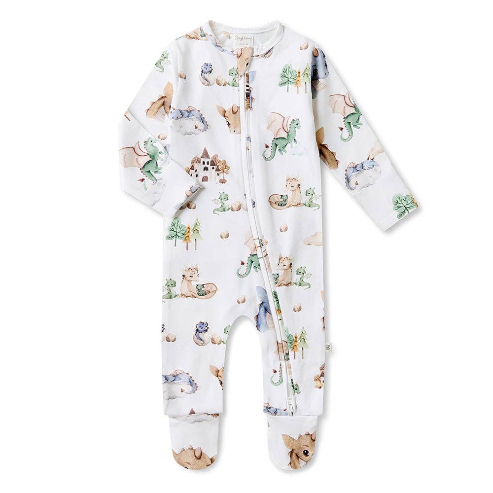 Snuggle Hunny - Dragon Organic Snuggle Sleepsuit Zip Footie - 0-3 Months (000)