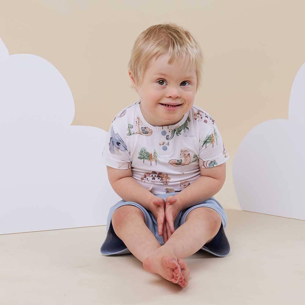 Snuggle Hunny - Dragon Short Sleeve Organic Bodysuit - 0-3 Months (000)