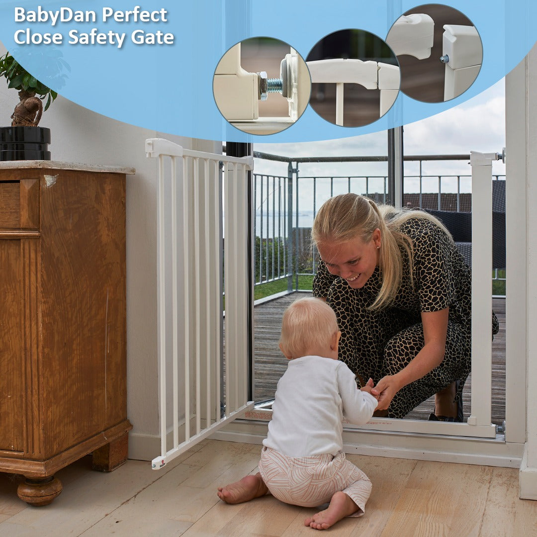 BabyDan Premier True Pressure Fit Gate WHITE (Sale Ends 02 April) - Tiny Tots Baby Store