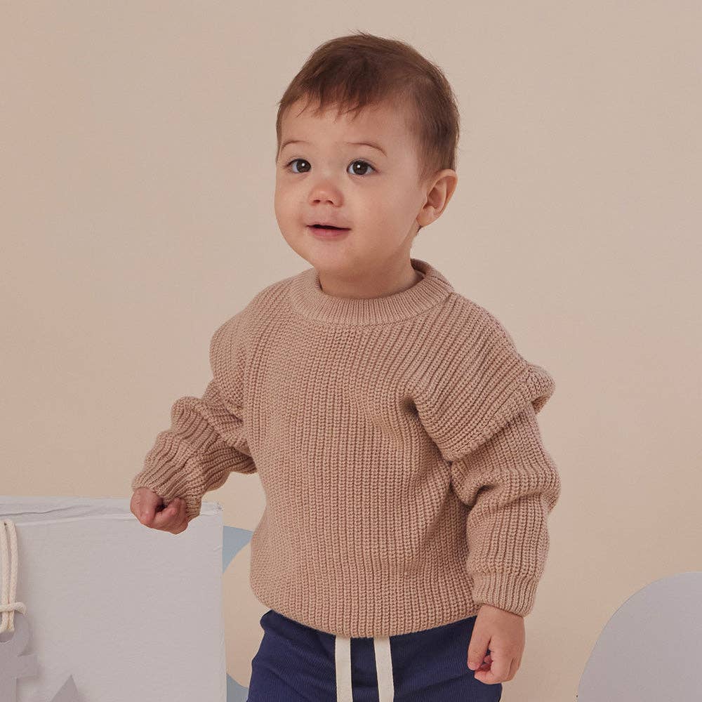 Snuggle Hunny - Hazelnut Oversized Cotton Knit Jumper - 3-6 Months (00)