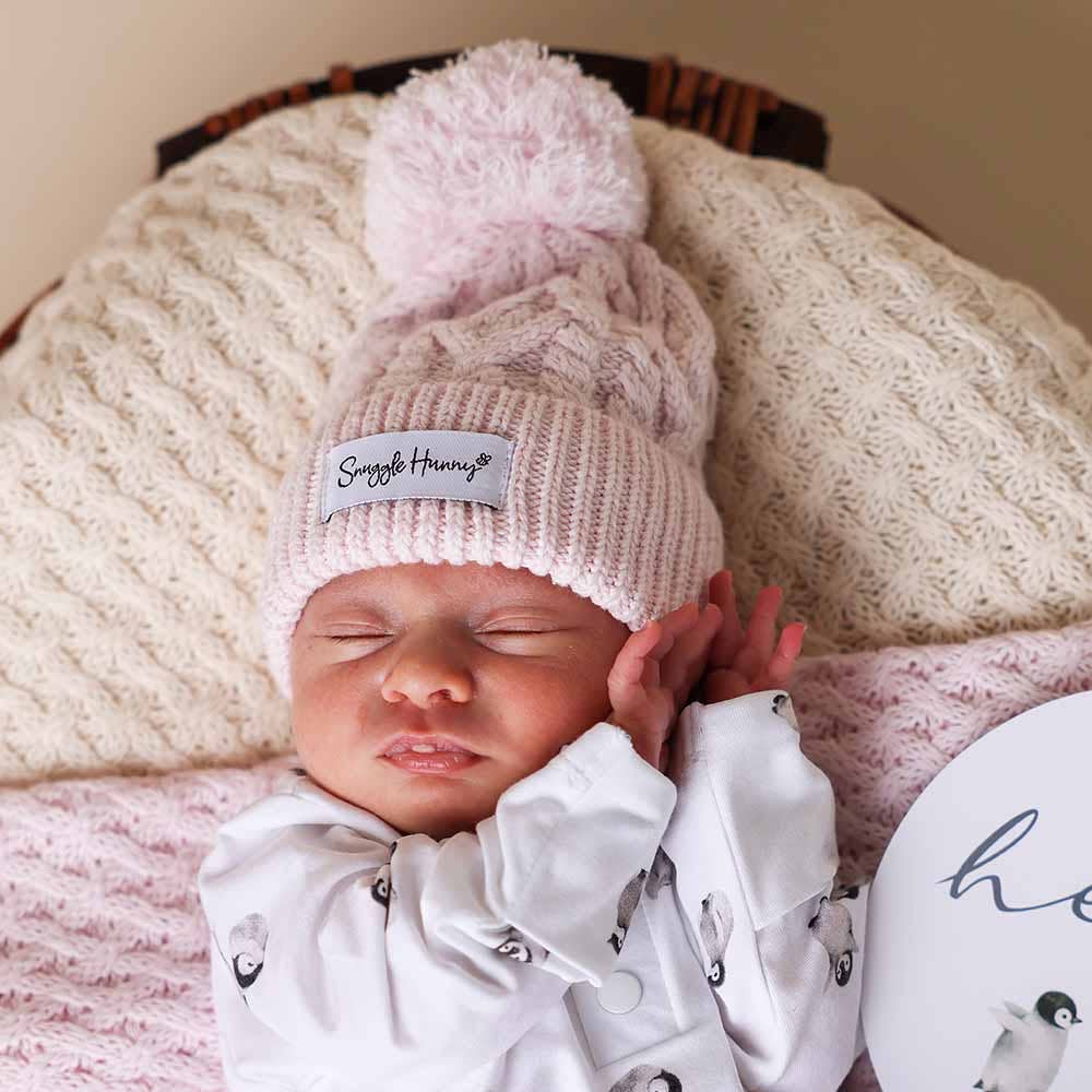 Snuggle Hunny - Blush Pink Organic Baby Knit Beanie - S