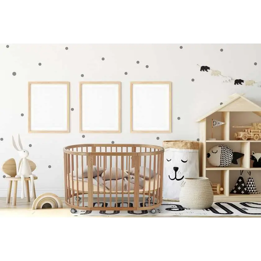 Round wooden baby crib from Lolli Sprout Cot made of Toshi baby European Beech Wood