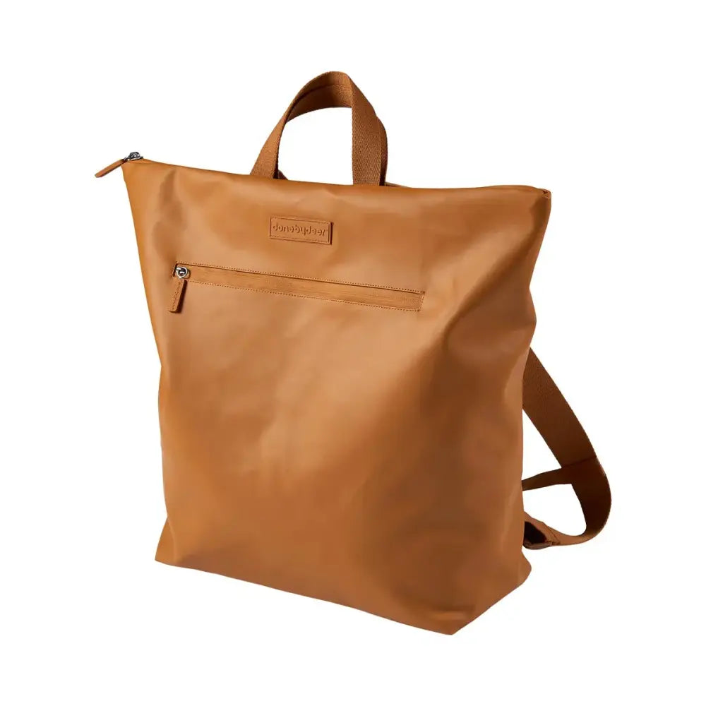 Brown leather deer changing backpack by Toshi Baby, perfect for baby strollers