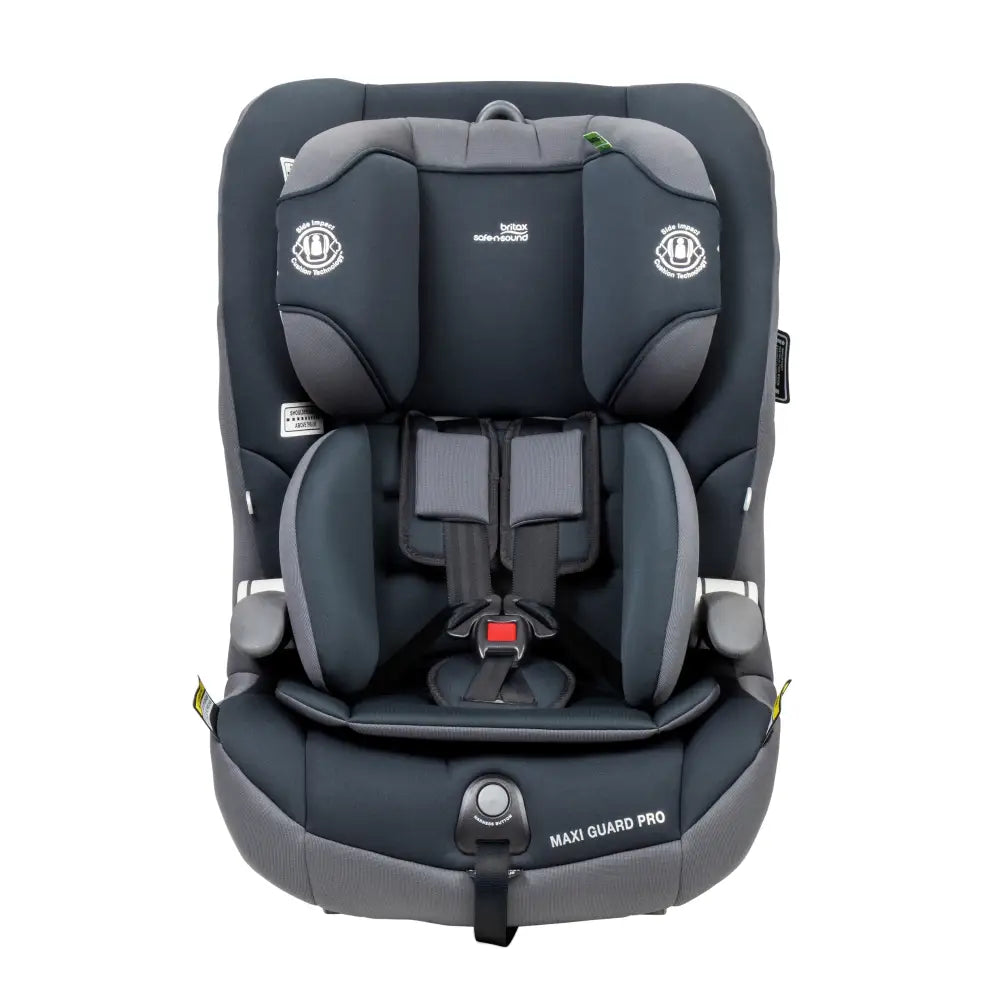 Gray and black Maxi Guard Pro car seat with hassle free harness for kids 12M to 8Y