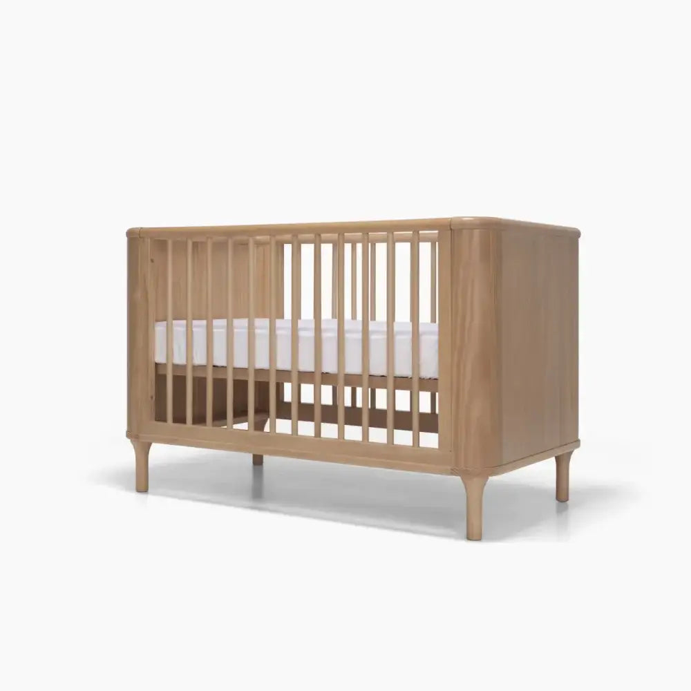 Wooden baby crib from Tasman Eco Willow 3 Pc Package with willow 3-drawer chest
