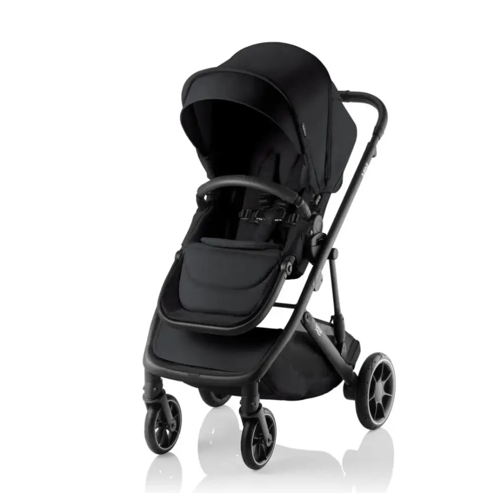 Black Britax Mini Stroller with adjustable canopy for bare mum postpartum care