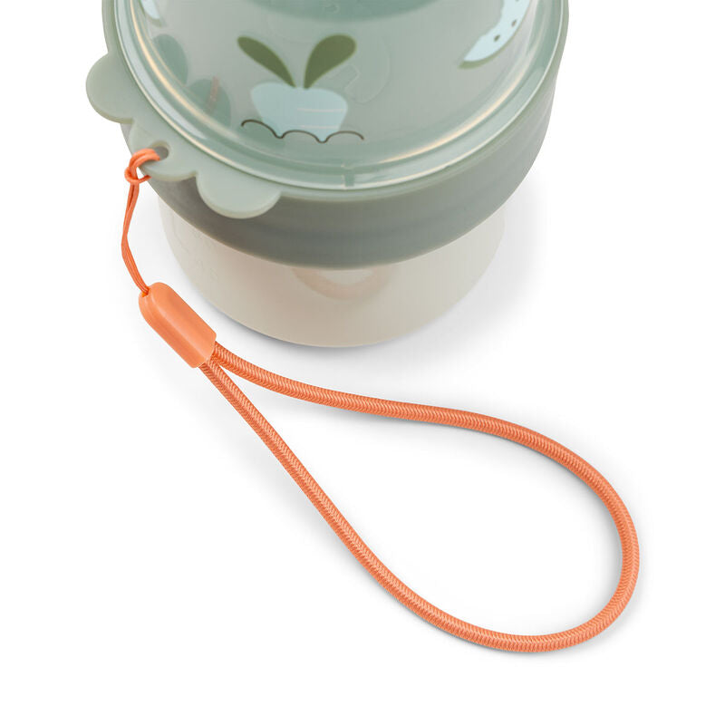 Pastel-colored Done By Deer To Go 2-way Snack Container with orange cord for Toshi Baby