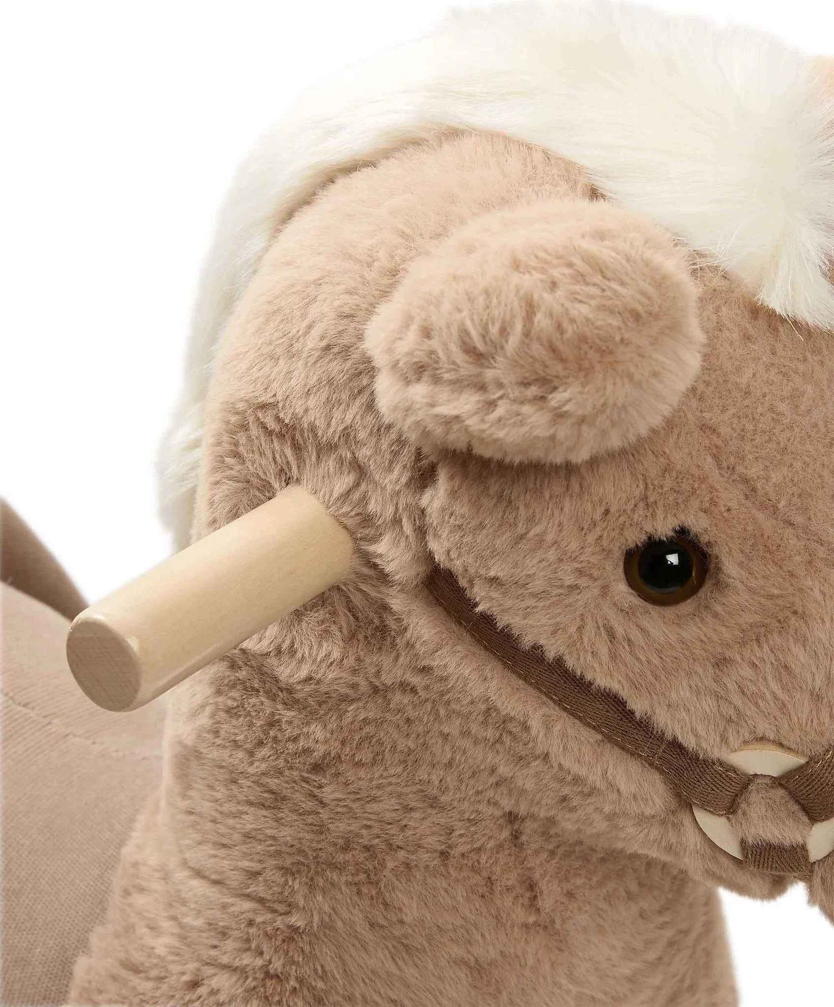Cute plush rocking horse head from Mamas & Papas Rocking Animal Bugsy for babies