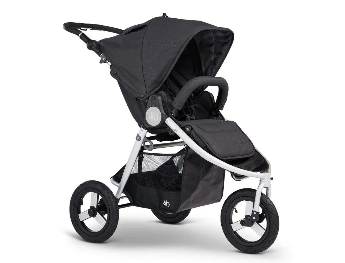Black three-wheeled stroller from Bumbleride Indie Stroller collection for baby strollers lovers