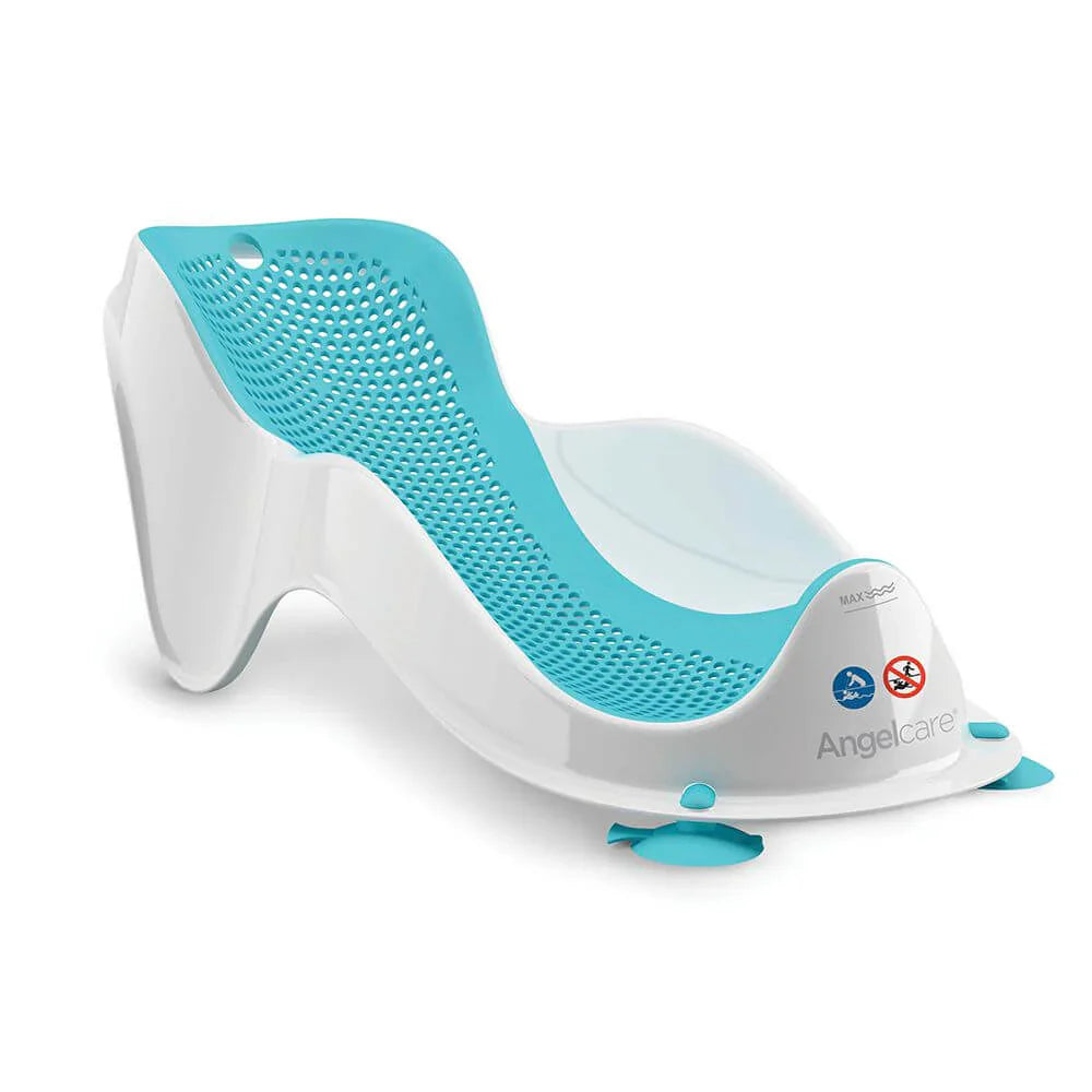 White and turquoise Angelcare Bath Support Fit for Toshi Baby Bath and baby bath support