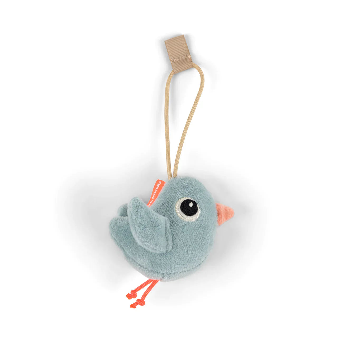 Blue plush bird ornament from Done by Deer Activity Gym SAND, perfect for baby strollers