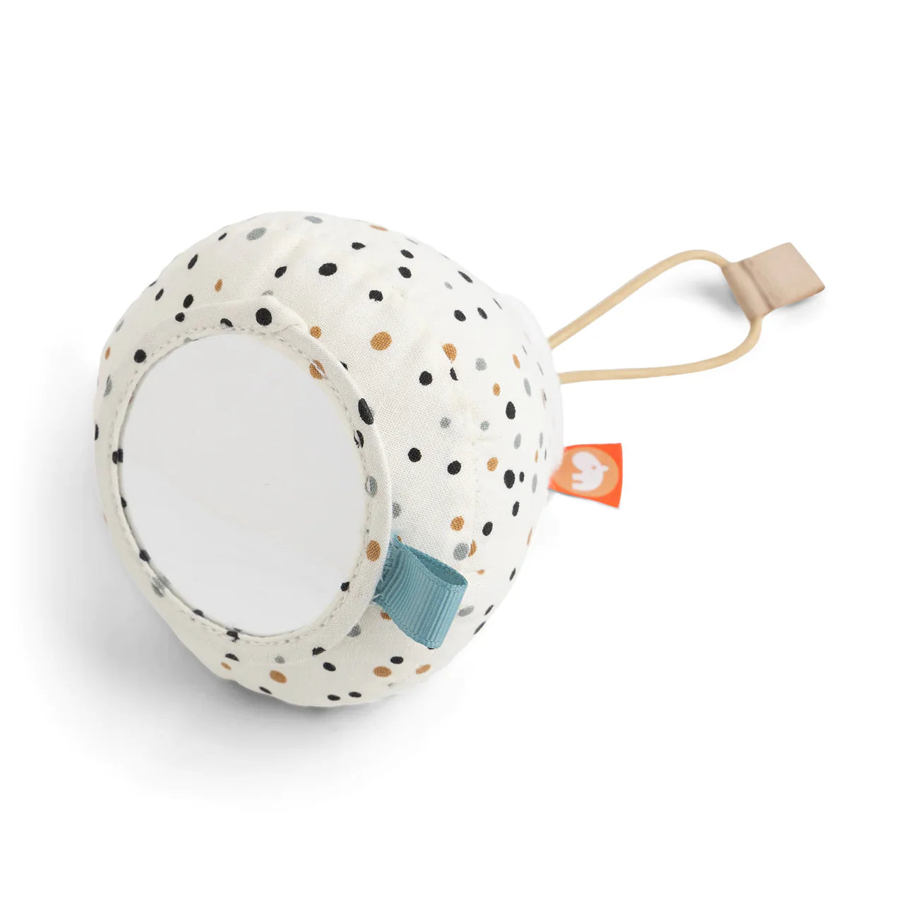 Polka-dotted baby mirror toy from Done by Deer Activity Gym SAND, perfect for award-winning activity gyms
