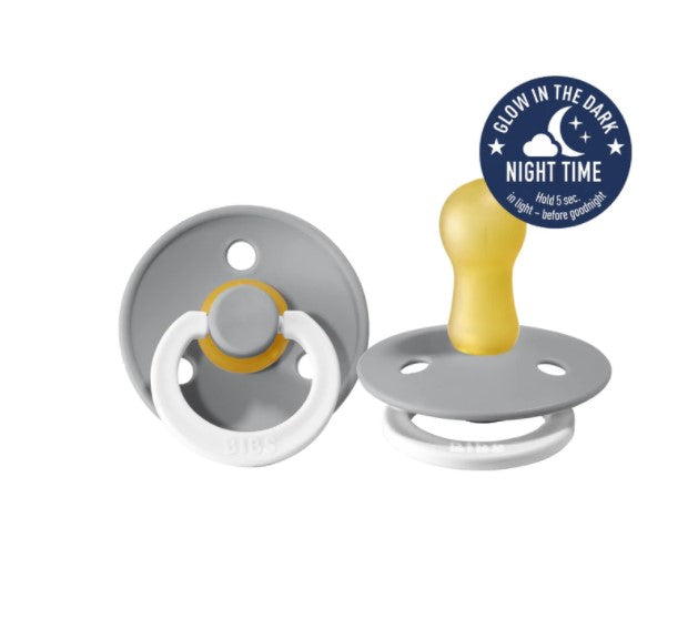 Gray and white BIBS Pacifier Colour Cloud Night Glow for toshi baby and baby strollers