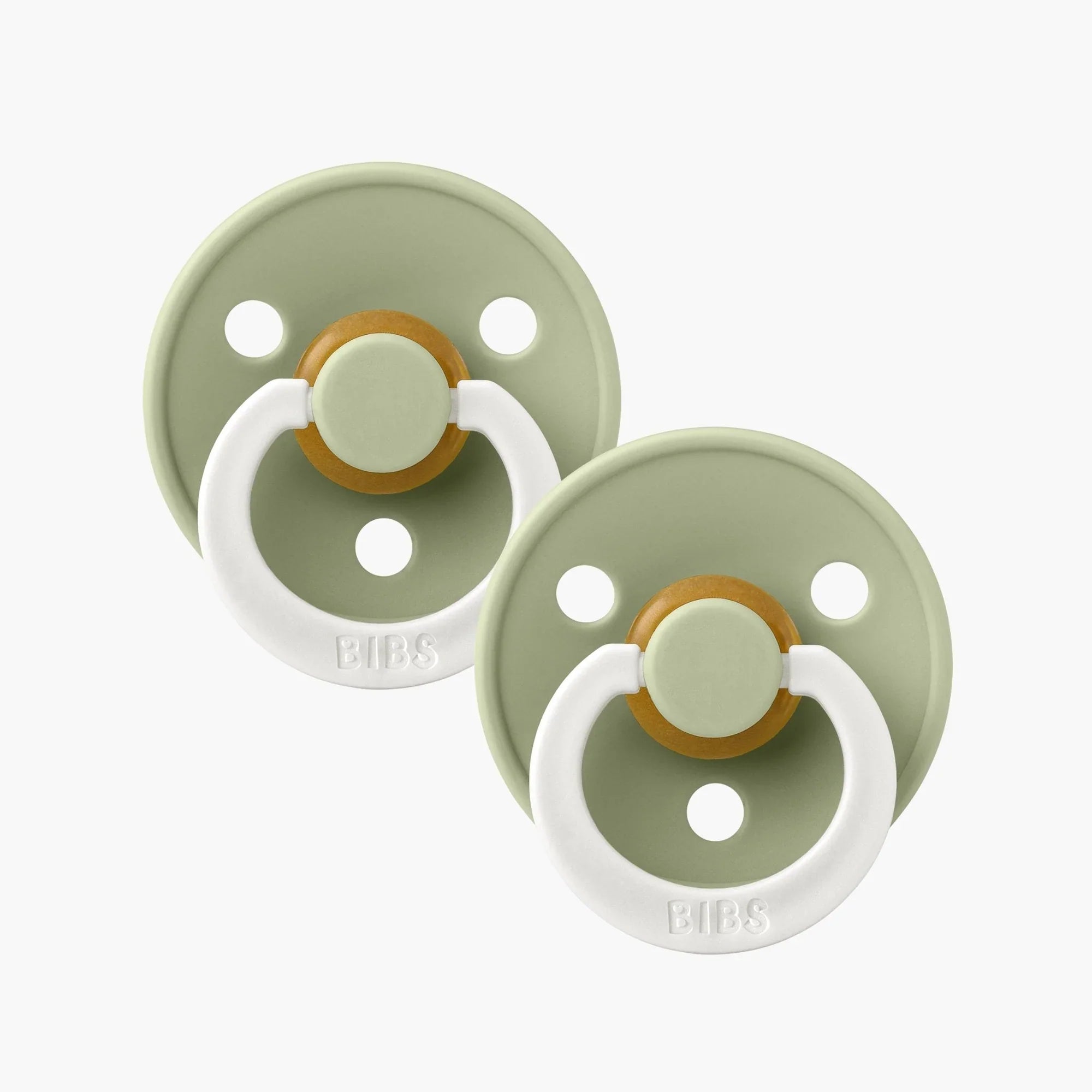Two green BIBS Pacifier Colour Night Glow Sage for toshi baby and baby strollers