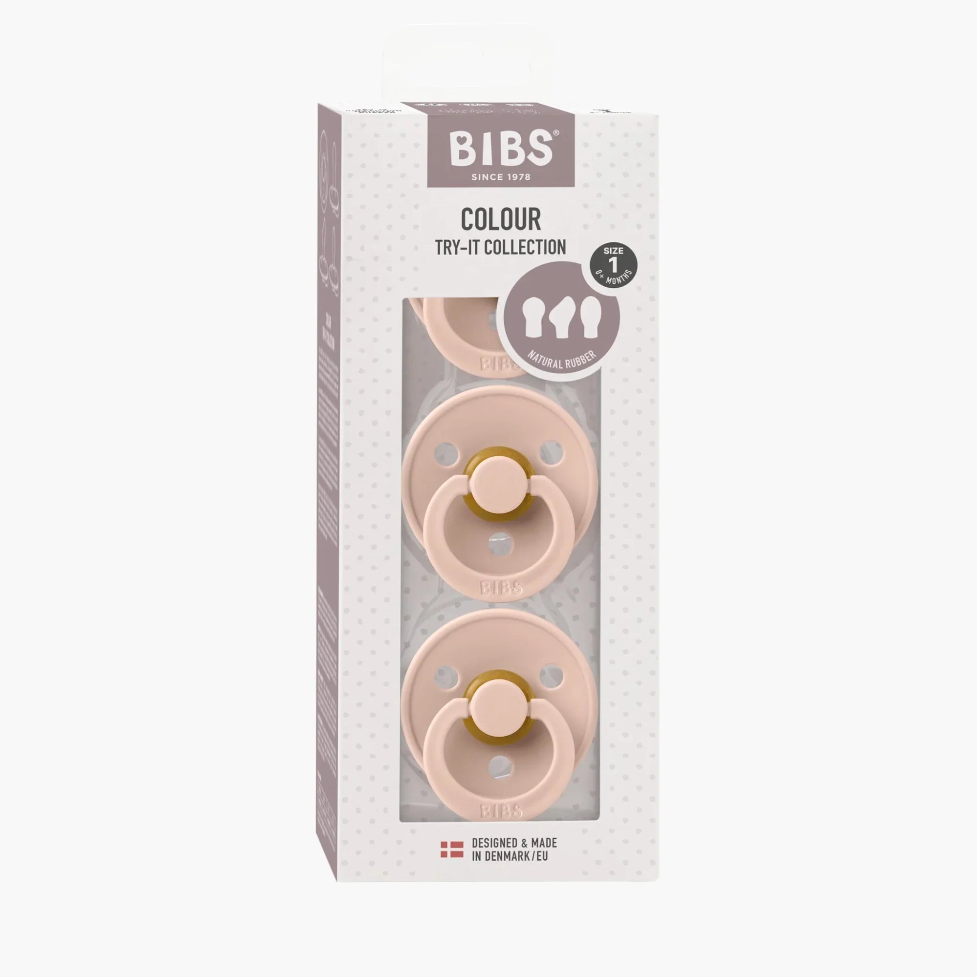 BIBS Pacifier Try-It Colour 3pk with cute pacifiers perfect for baby strollers