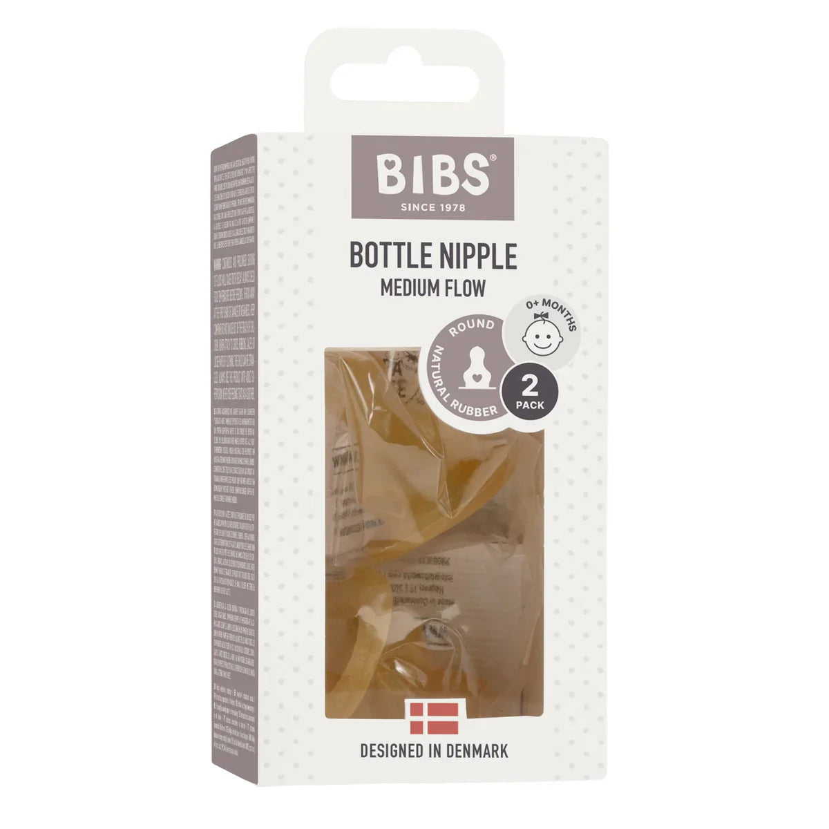 Bibs replacement nipples two-pack in popular bibs colour made of natural rubber latex