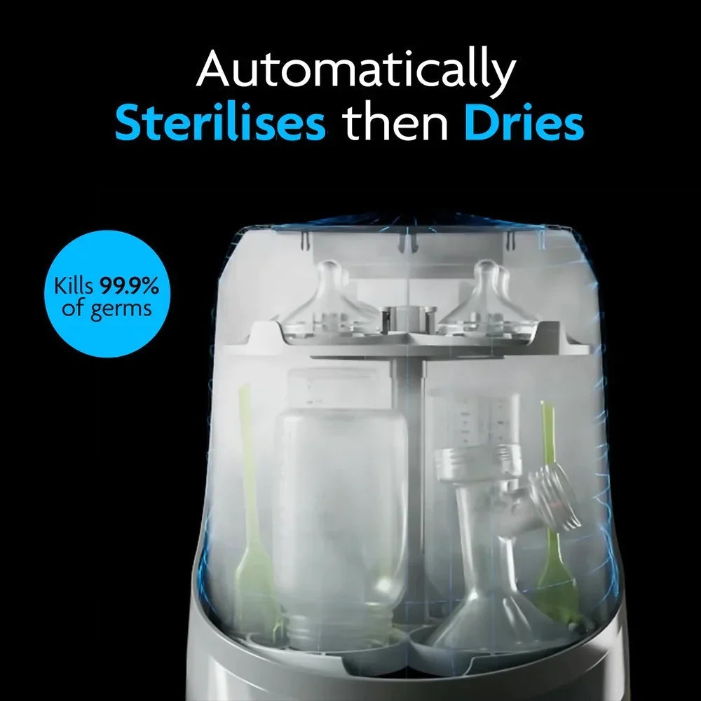 Baby Brezza Baby Bottle Washer Pro sterilizes pump parts and dries bottles easily