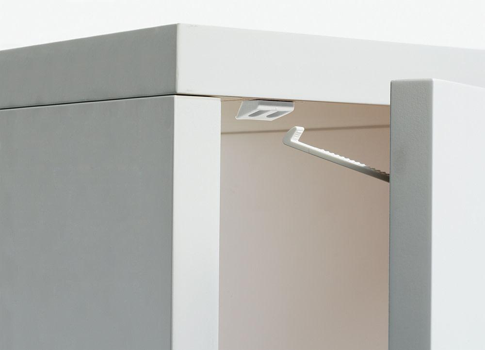 White cabinet with interior lighting for Toshi Baby Babydan Drawer and baby strollers setup