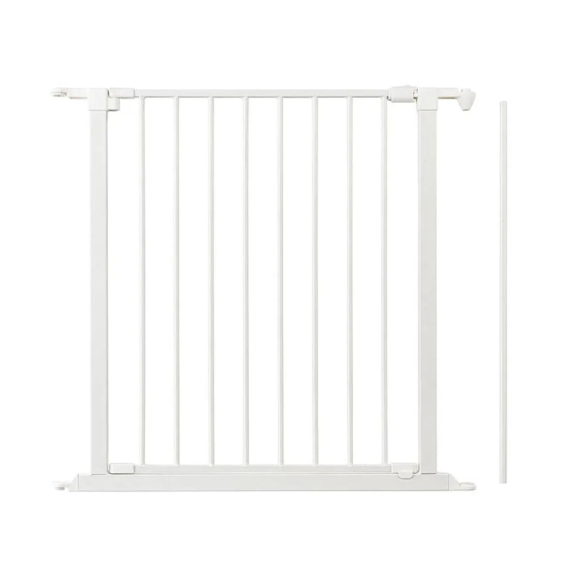 White metal safety gate from BabyDan Flex Configure for baby strollers and toshi baby use