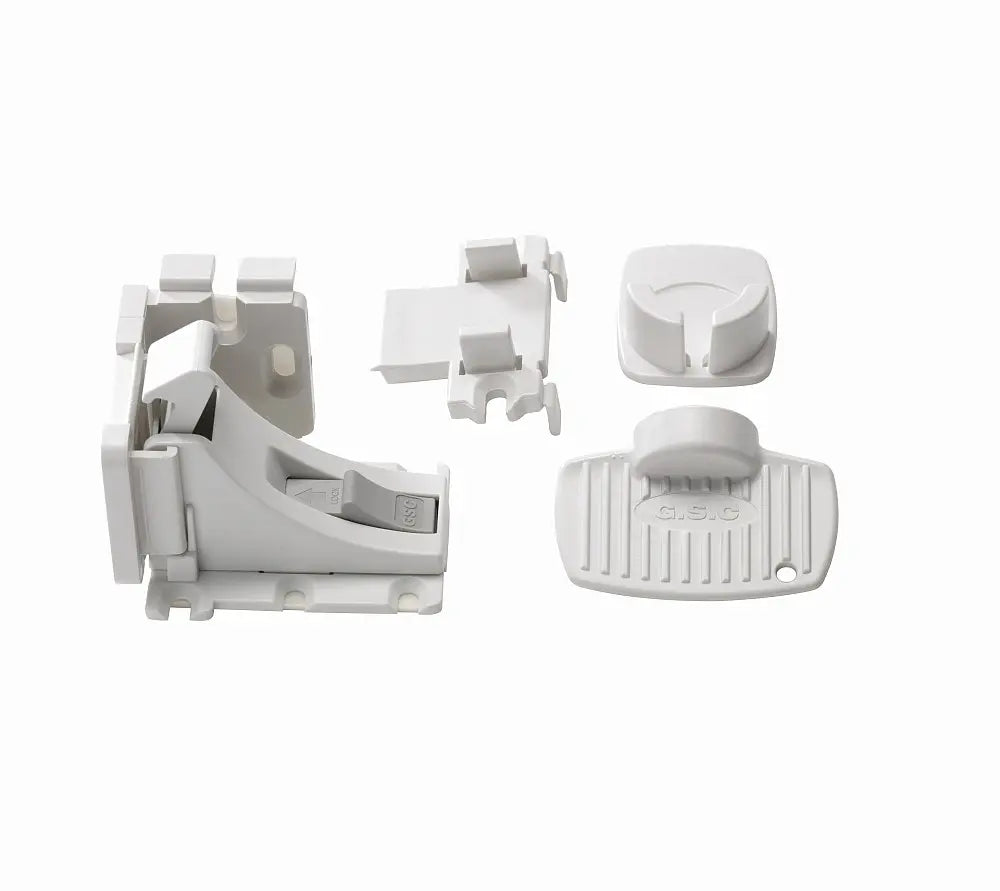 White plastic magnetic cabinet lock set for Babydan magnetic drawer, perfect for baby safety