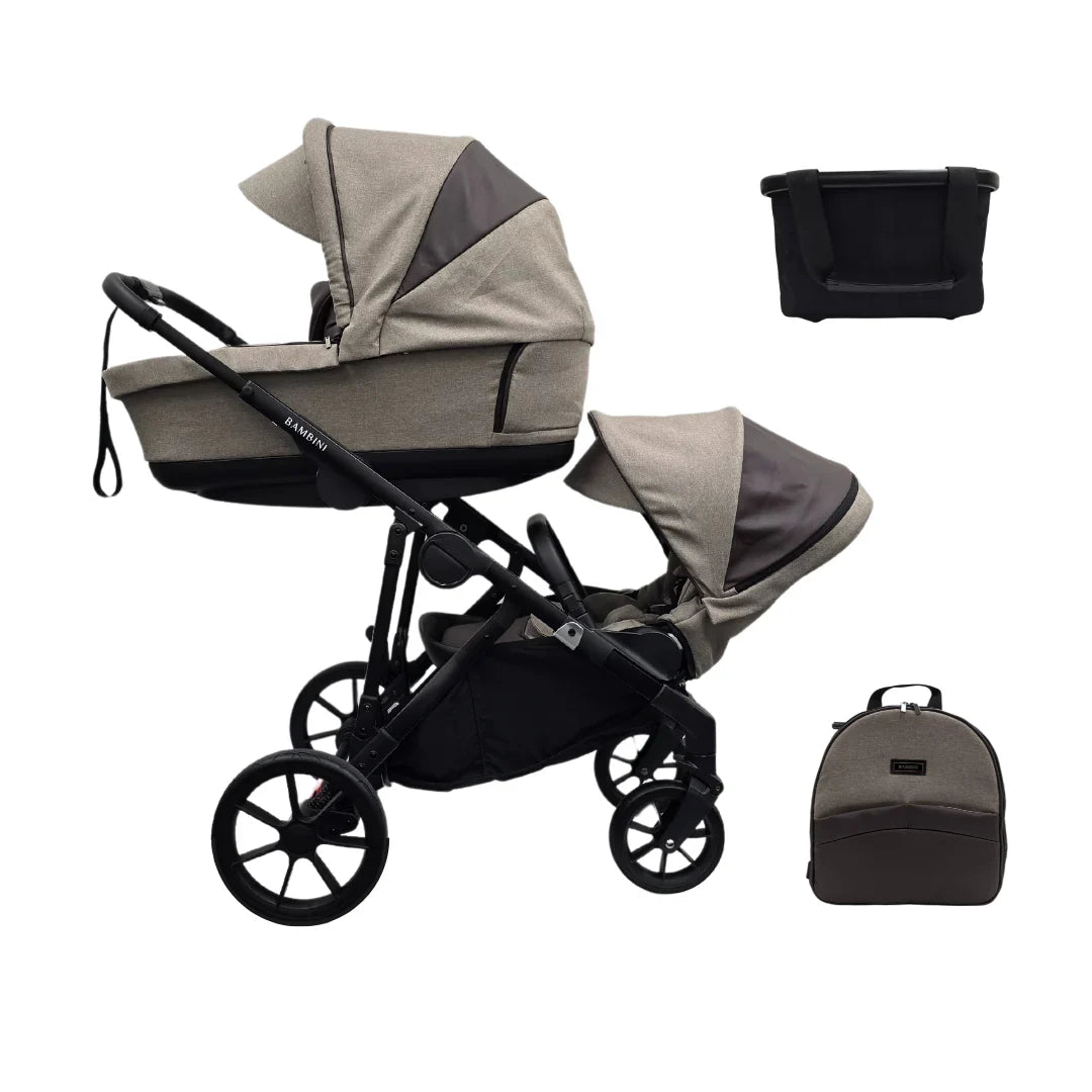 Double stroller with accessories for Bambini LISBON Sofia Black Toshi Baby nursery fun