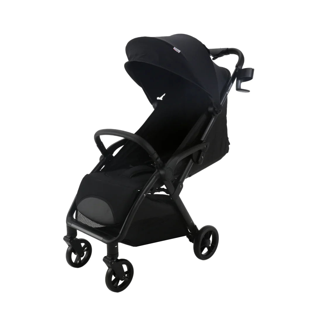 Black baby strollers with canopy and cup holder from Bambini Prams Paris Travel Stroller Black Black