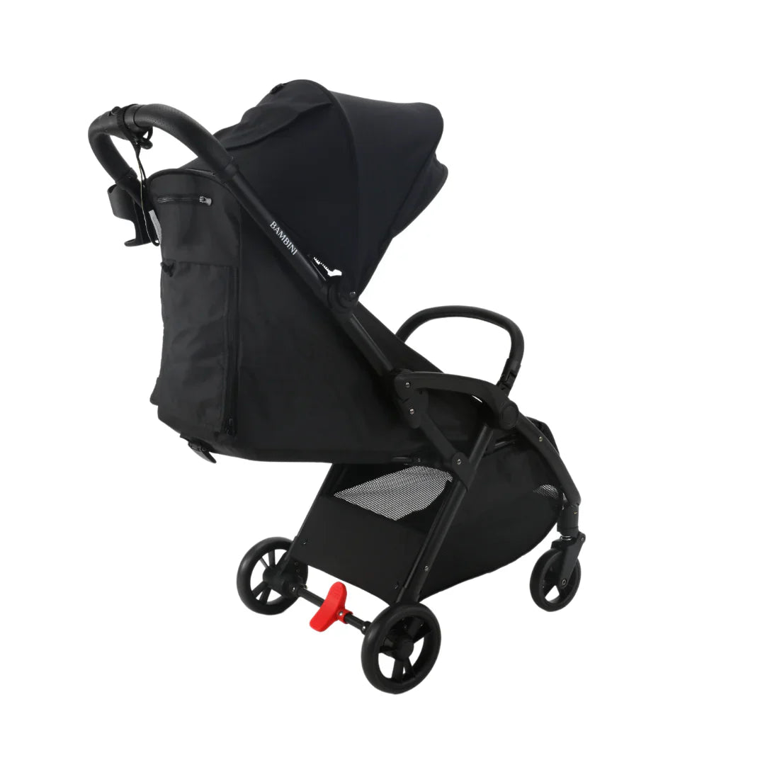 Black Bambini Prams Paris Travel Stroller with storage bag and bonus accessories for baby strollers
