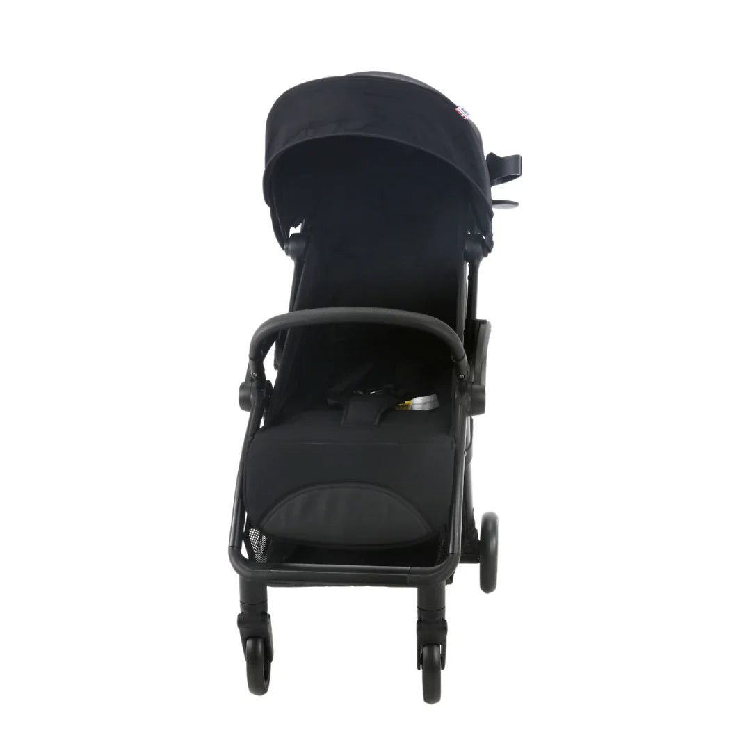 Black baby stroller with canopy from Bambini Prams Paris travel stroller collection