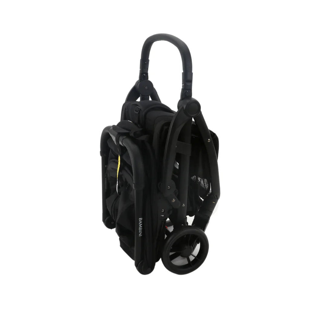Folded black baby stroller from Bambini Prams Paris Travel Stroller Black/Black