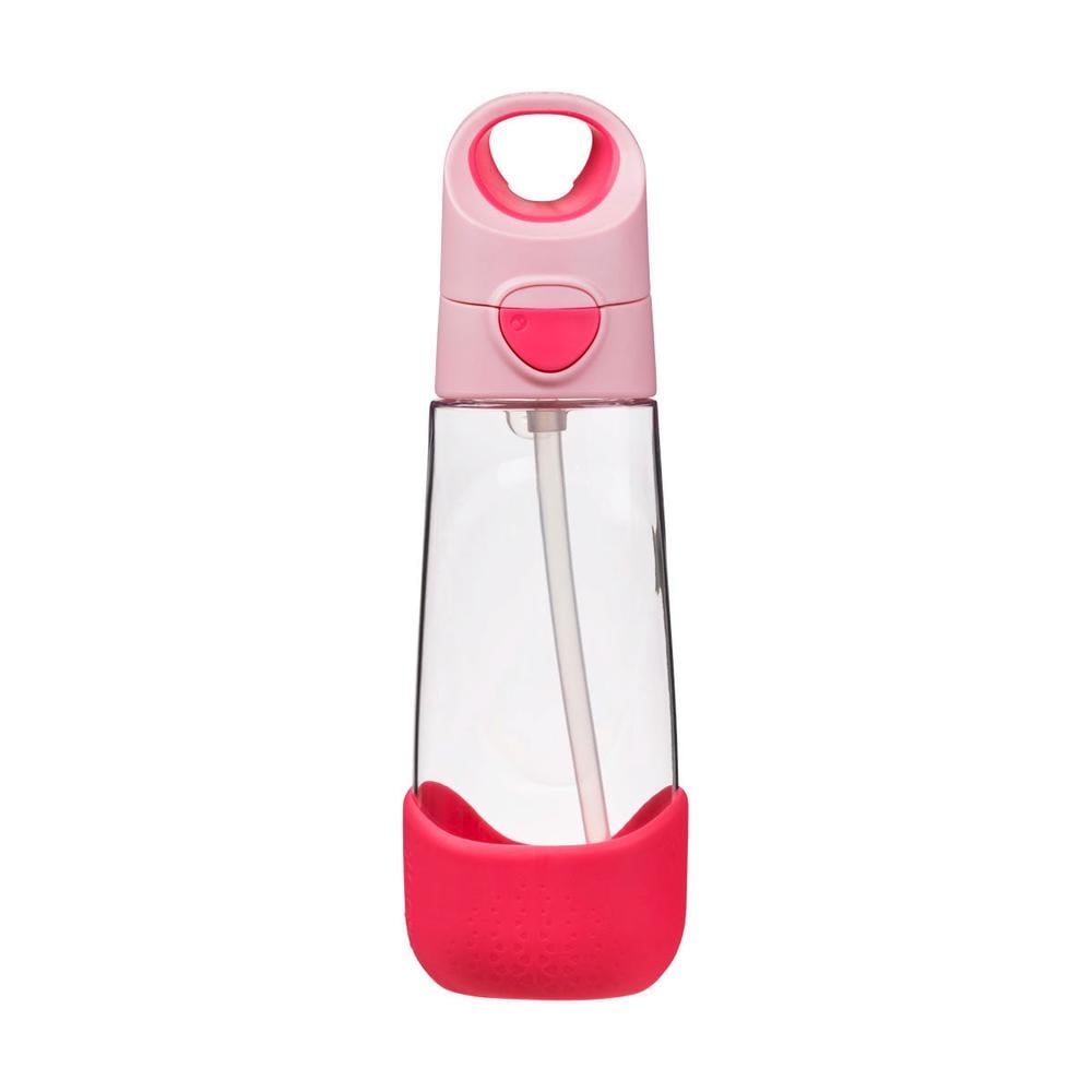 Pink clear water bottle with straw from Bbox Tritan Drink Bottles, perfect for baby strollers