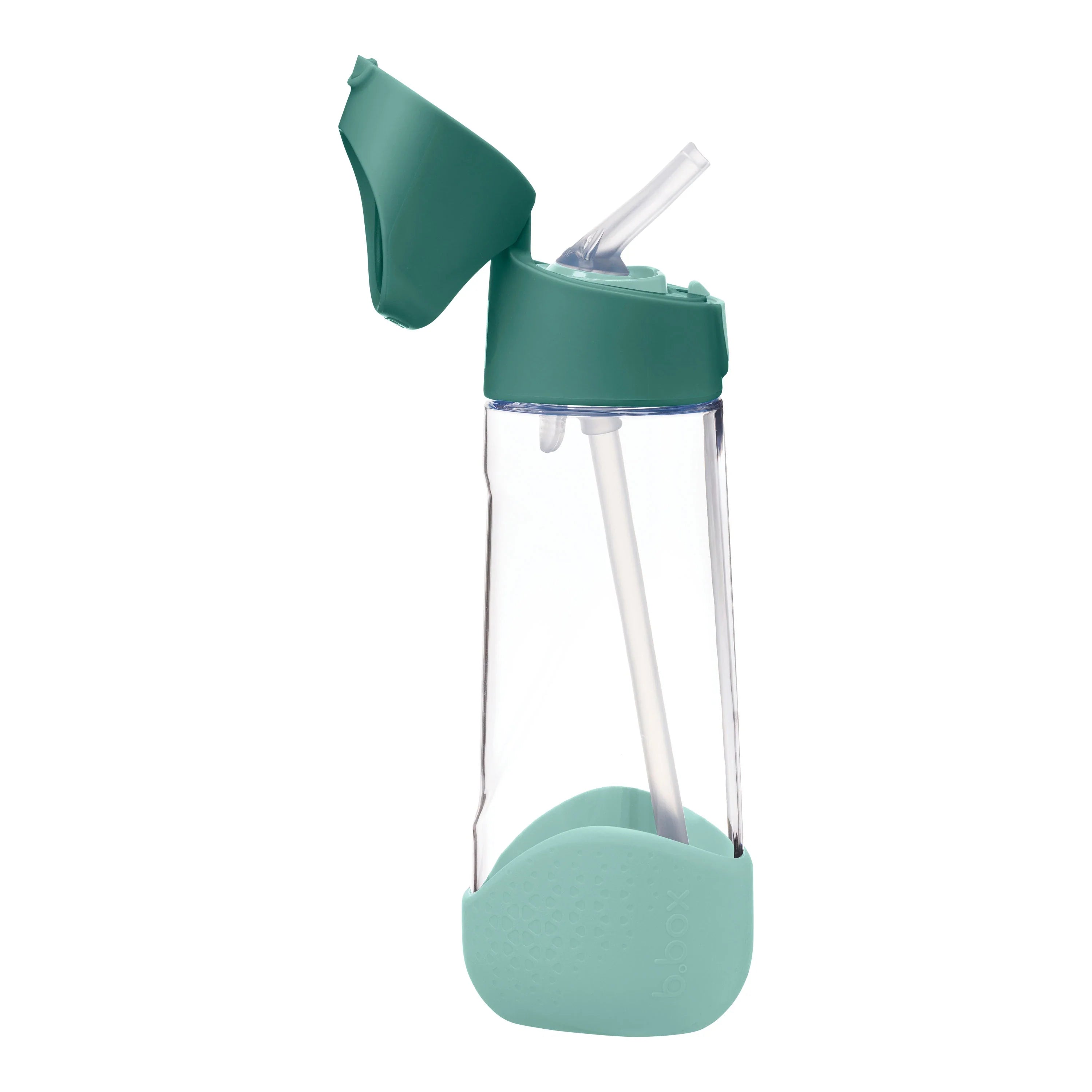 Clear Bbox Tritan drink bottles with green accents and straw for on-the-go hydration