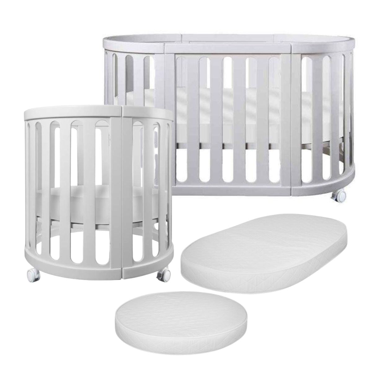 White convertible cocoon nest cot with mattress showcases a beautifully designed piece for baby strollers